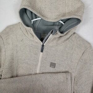 Bench Womens Full Zip Knit Fleece Lined Hoodie Oatmeal Wool Blend size M